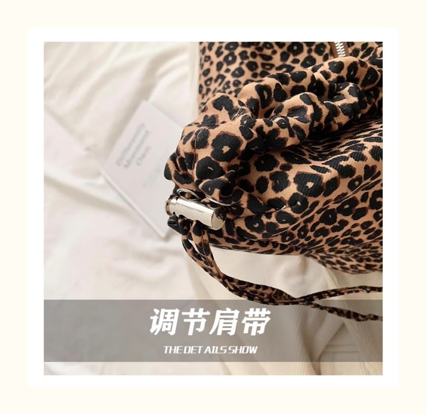 Leopard Print Canvas Shoulder Bag