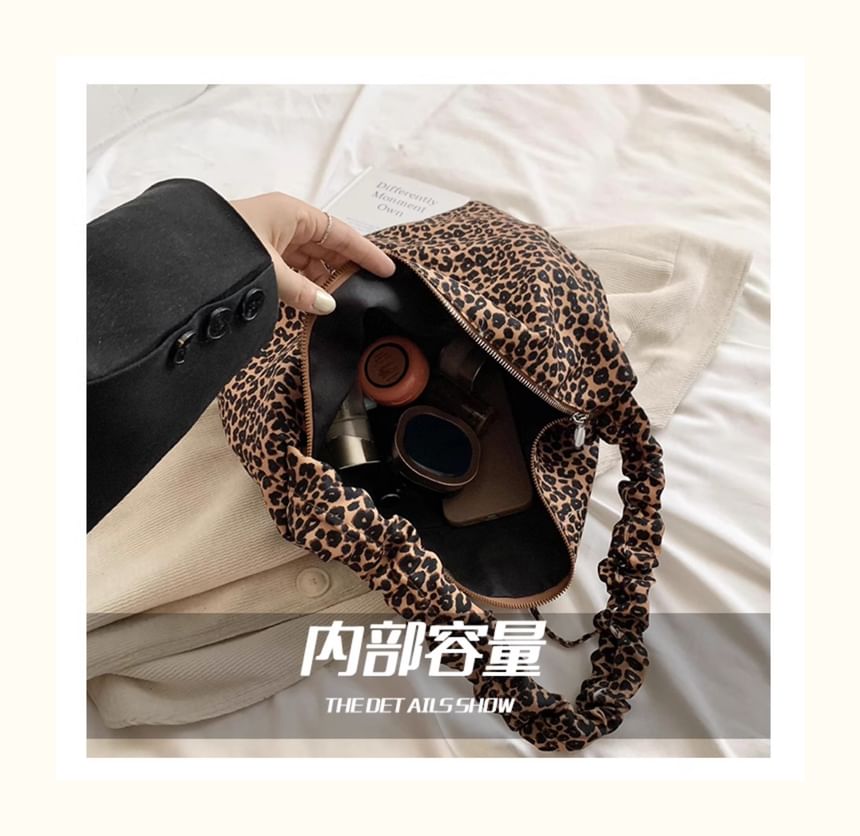 Leopard Print Canvas Shoulder Bag
