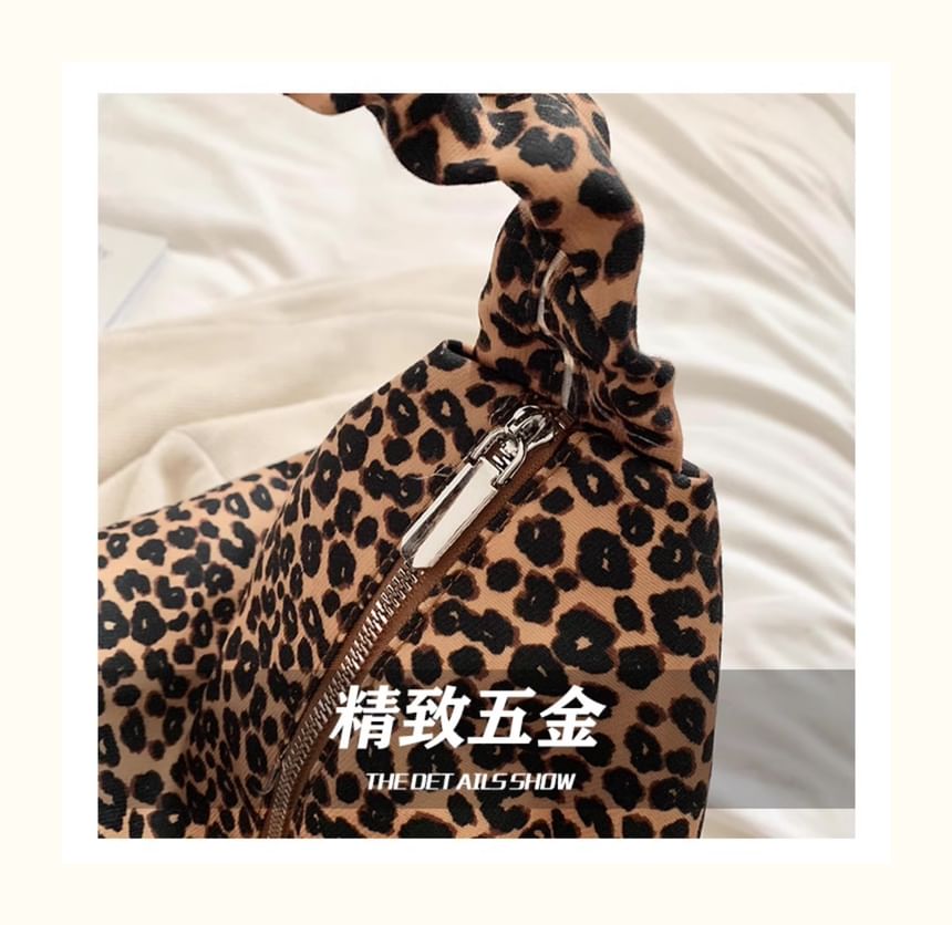 Leopard Print Canvas Shoulder Bag