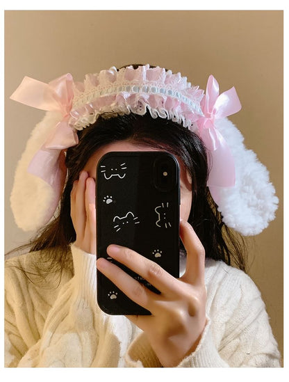 Ruffle Bunny Ear Headband Bow