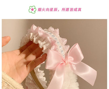 Ruffle Bunny Ear Headband Bow