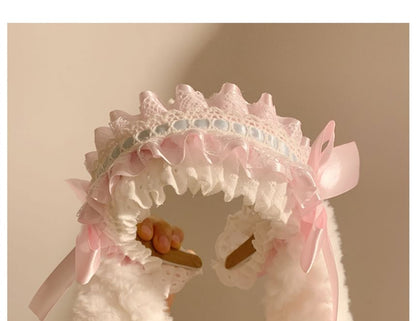 Ruffle Bunny Ear Headband Bow