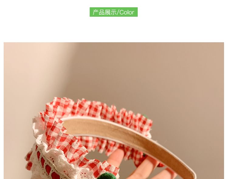 Cherry Plaid Ruffle Headband Detail