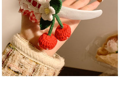 Cherry Plaid Ruffle Headband Detail