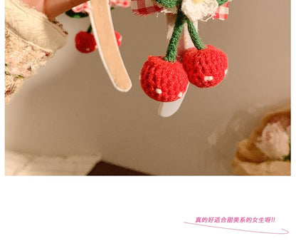 Cherry Plaid Ruffle Headband Detail