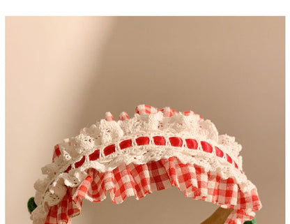 Cherry Plaid Ruffle Headband Detail