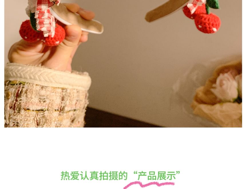 Cherry Plaid Ruffle Headband Detail