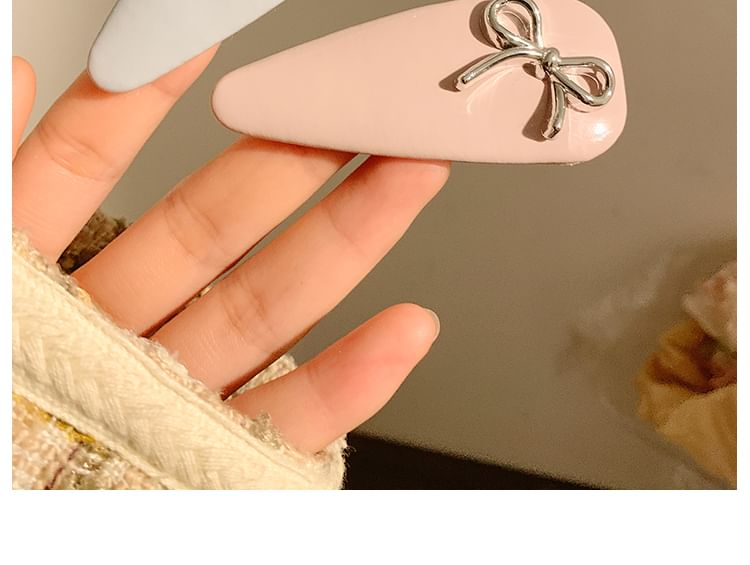 Clip Hair Bow Leather Faux