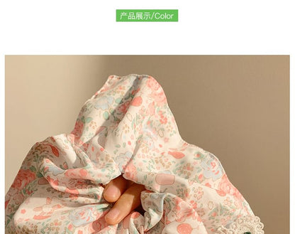 Cherry Floral Scrunchie Square Applique Print