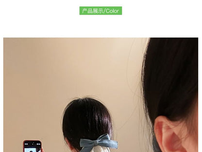 Denim Bow Clip Ruffle Panel Hair