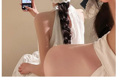 Denim Bow Clip Ruffle Panel Hair