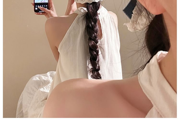 Denim Bow Clip Ruffle Panel Hair