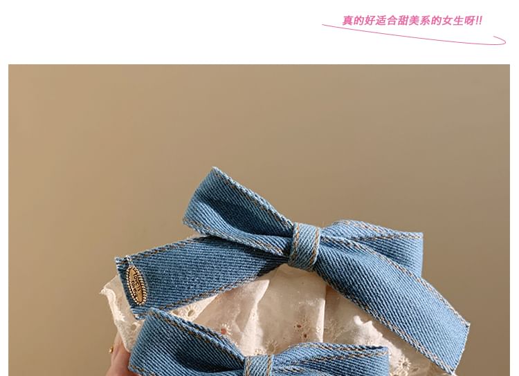 Denim Bow Clip Ruffle Panel Hair
