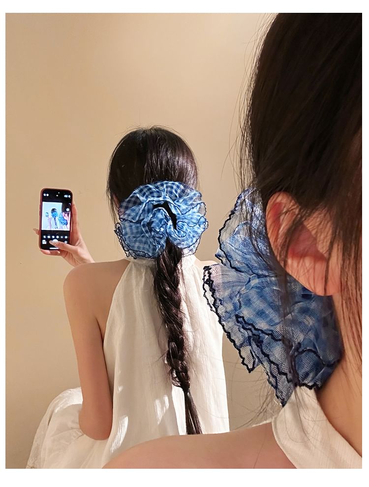 Plaid Mesh Scrunchie