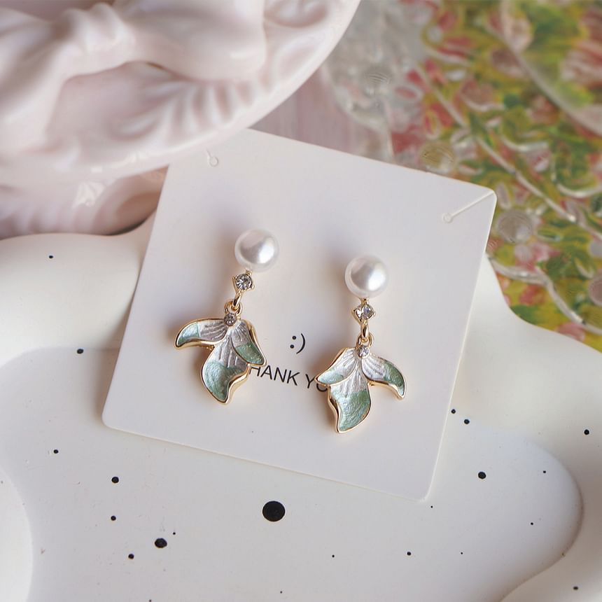 Faux Drop Clip-On / Flower Earring Pearl Rhinestone