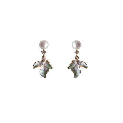 Faux Drop Clip-On / Flower Earring Pearl Rhinestone