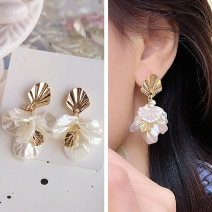 Earring / Drop Clip-On Shell Fringed