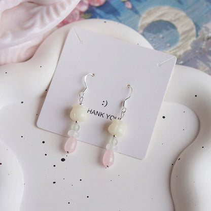 Earring Flower Clip-On / Drop Hook Beaded