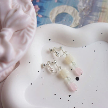 Earring Flower Clip-On / Drop Hook Beaded