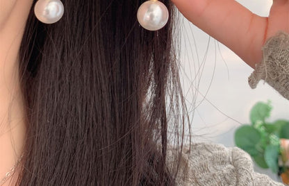 Huggie Drop Rhinestone Bow Pearl Faux Earring