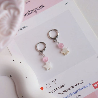 Huggie Drop Beaded Earring Star