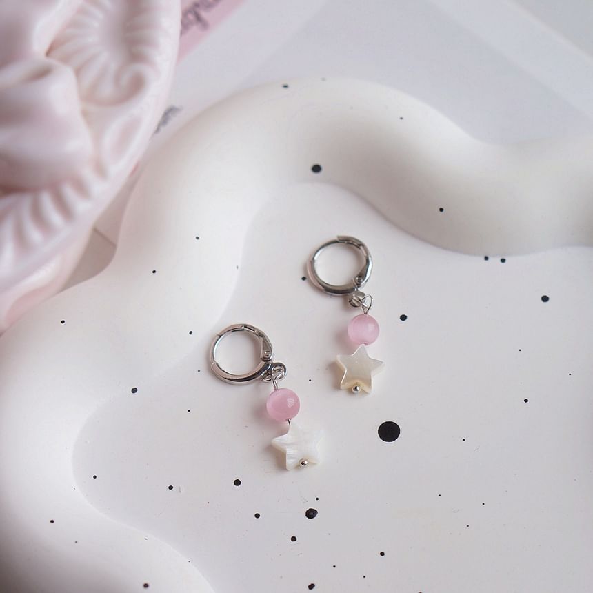 Huggie Drop Beaded Earring Star