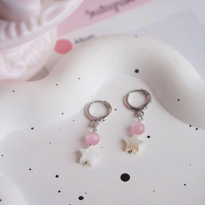 Huggie Drop Beaded Earring Star