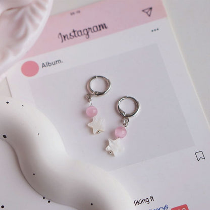 Huggie Drop Beaded Earring Star