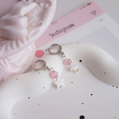 Huggie Drop Beaded Earring Star