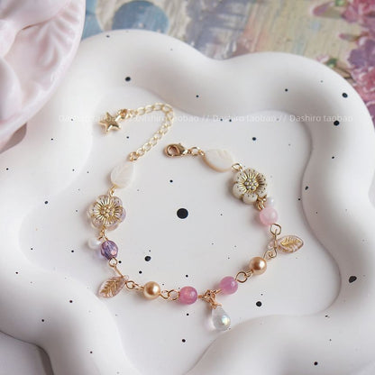Gemstone Bracelet Beaded Flower