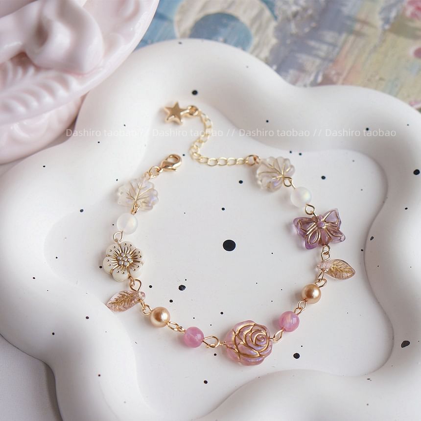 Gemstone Bracelet Beaded Flower