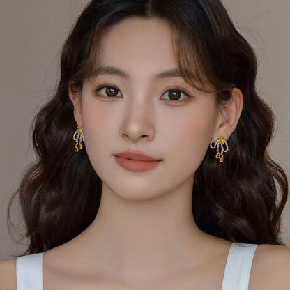 Bow Earring Beaded Stud