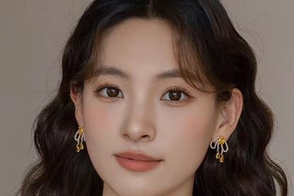 Bow Earring Beaded Stud