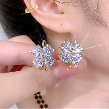Drop Clover Zirconia Cubic Earring