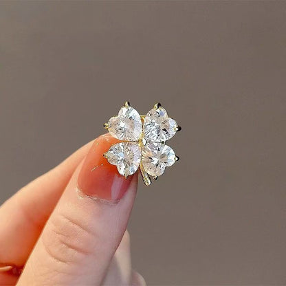 Drop Clover Zirconia Cubic Earring