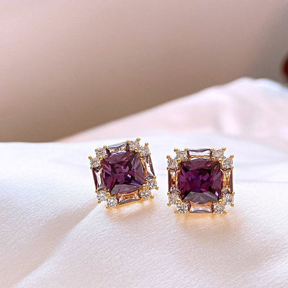 Earring Square Stud Gemstone