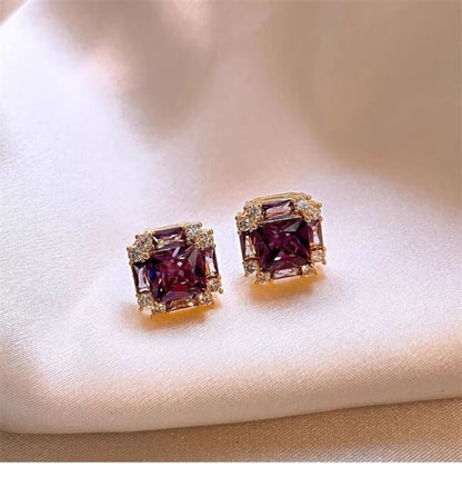 Earring Square Stud Gemstone