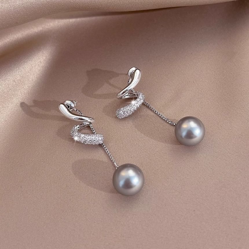 Rhinestone Faux Pearl Dangle Earring