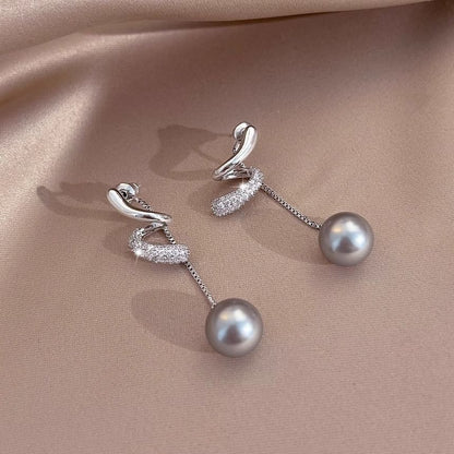 Rhinestone Faux Pearl Dangle Earring