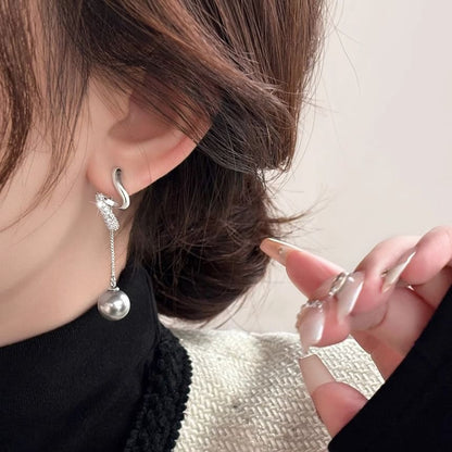 Rhinestone Faux Pearl Dangle Earring