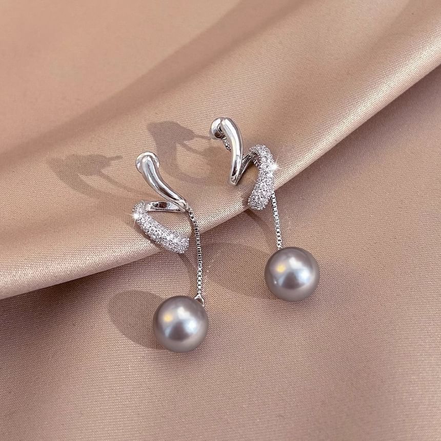 Rhinestone Faux Pearl Dangle Earring
