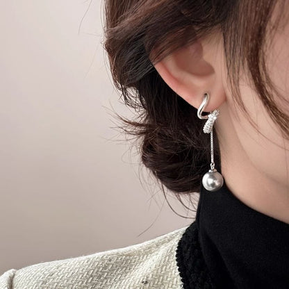 Rhinestone Faux Pearl Dangle Earring