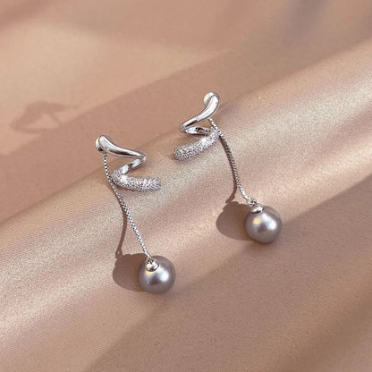 Rhinestone Faux Pearl Dangle Earring