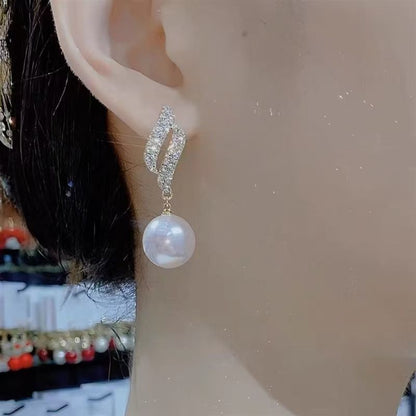 Stud Pearl Earring Faux Rhinestone