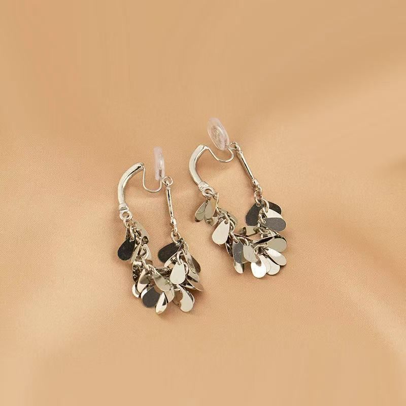 Fringed Alloy Disc Dangle Earring