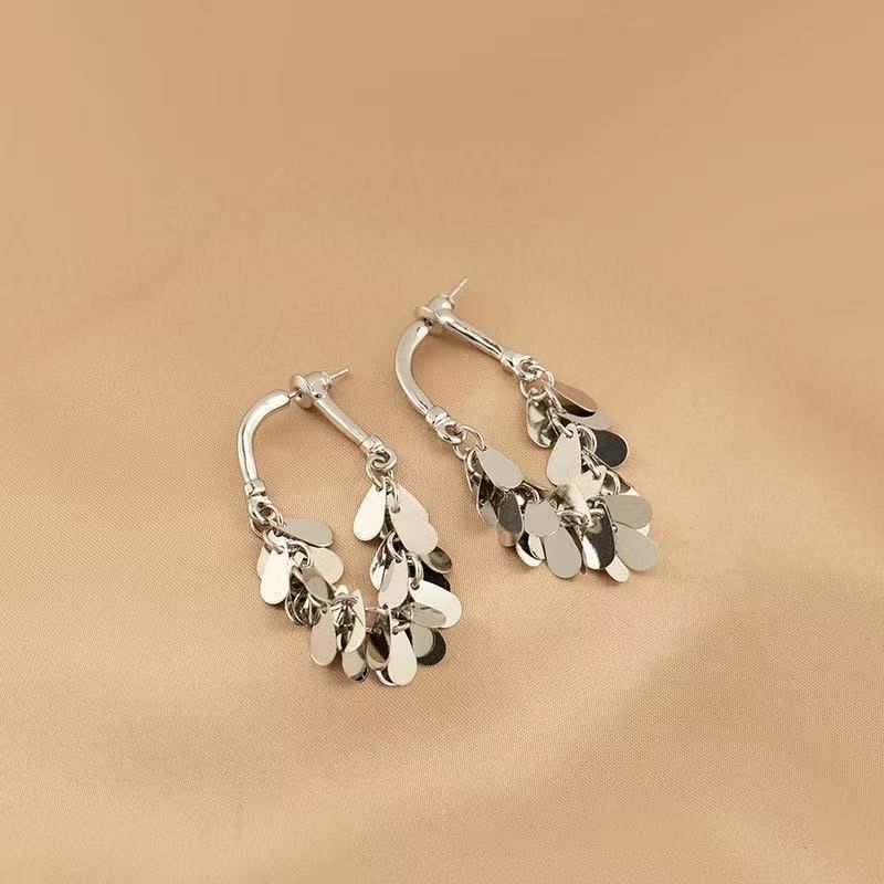 Fringed Alloy Disc Dangle Earring