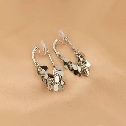 Fringed Alloy Disc Dangle Earring