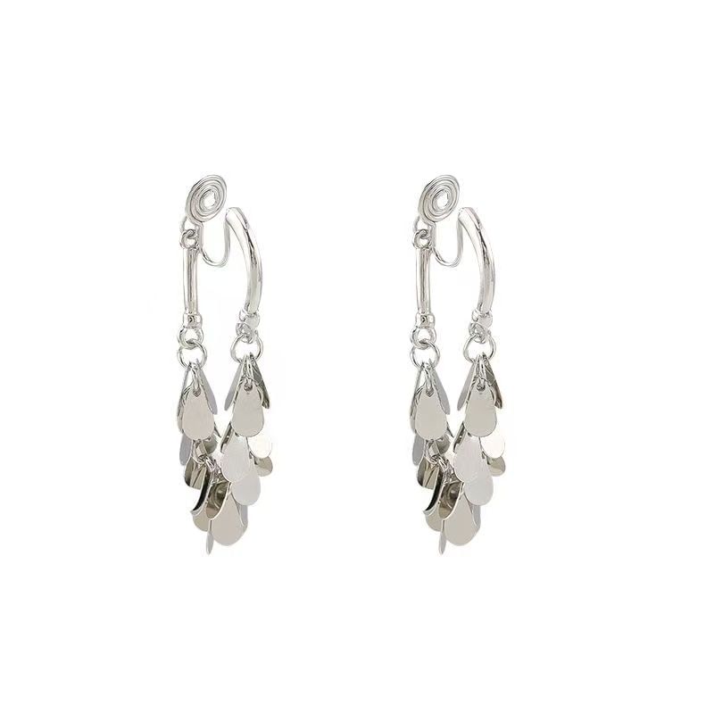 Fringed Alloy Disc Dangle Earring
