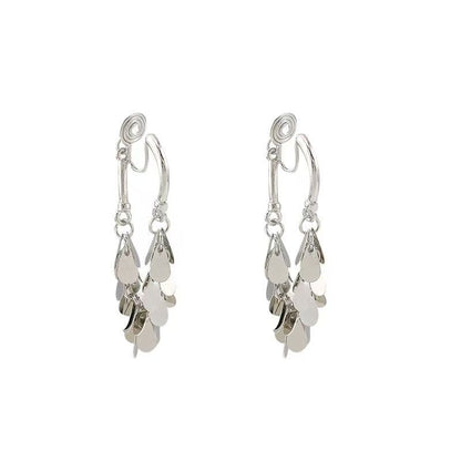 Fringed Alloy Disc Dangle Earring