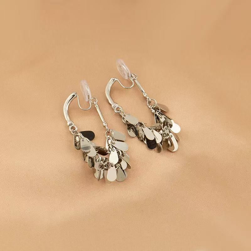Fringed Alloy Disc Dangle Earring